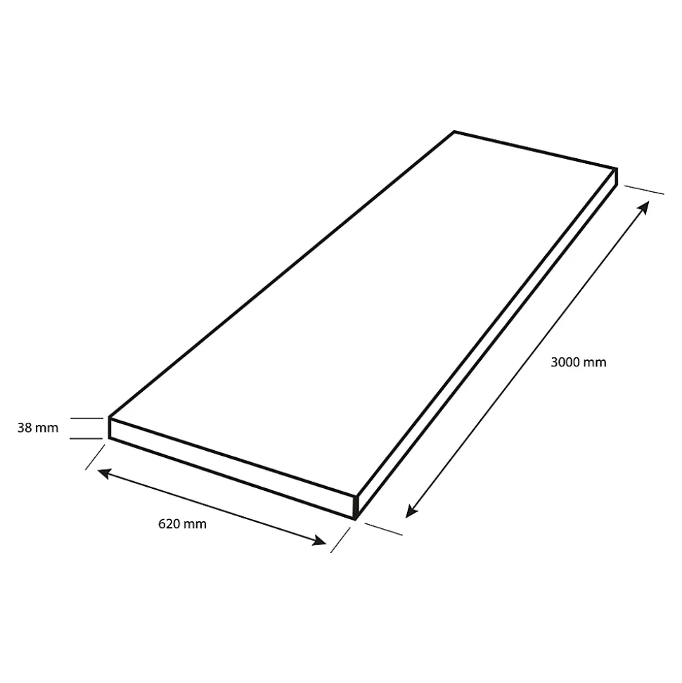 Plan de travail stratifié effet granit noir L.300 x l.62 x ép.3,8 cm, GoodHome Kabsa