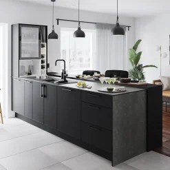 Plan de travail stratifié noir mat L.300 x l.62 x ép.3,8 cm GoodHome Berberis