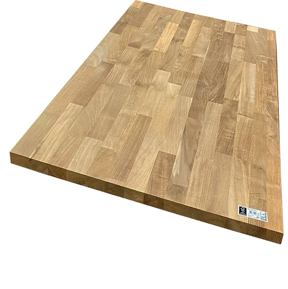 Plan de travail teck massif lamellé collé abouté 2000 x 650 x 26 mm