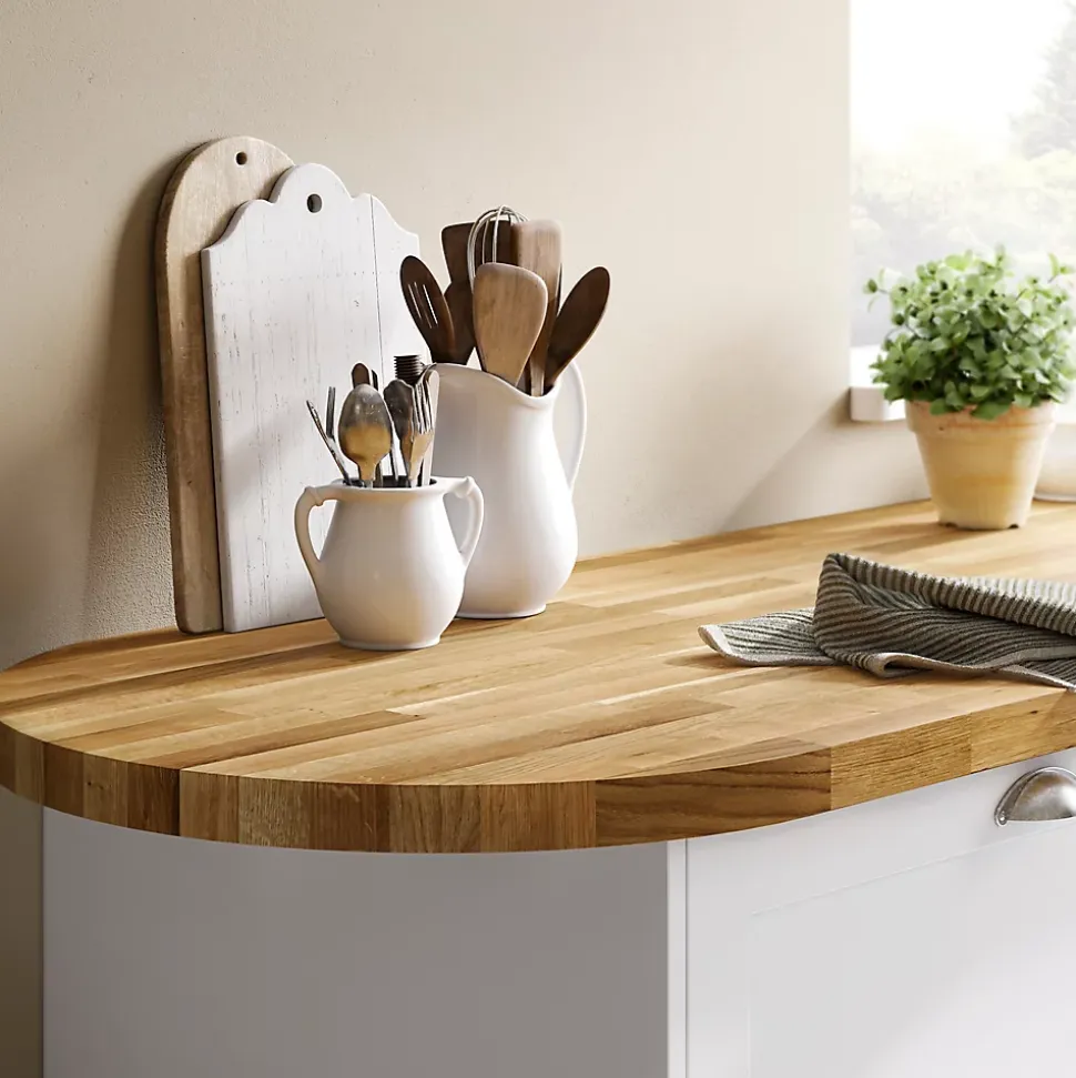 Plan snack chêne massif GoodHome Hinita L.180 x l.62 x Ép.4 cm