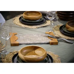 Planche à découper 38 cm en marbre gris et bois de teck - ZEPHYR