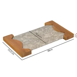 Planche à découper 38 cm en marbre gris et bois de teck - ZEPHYR