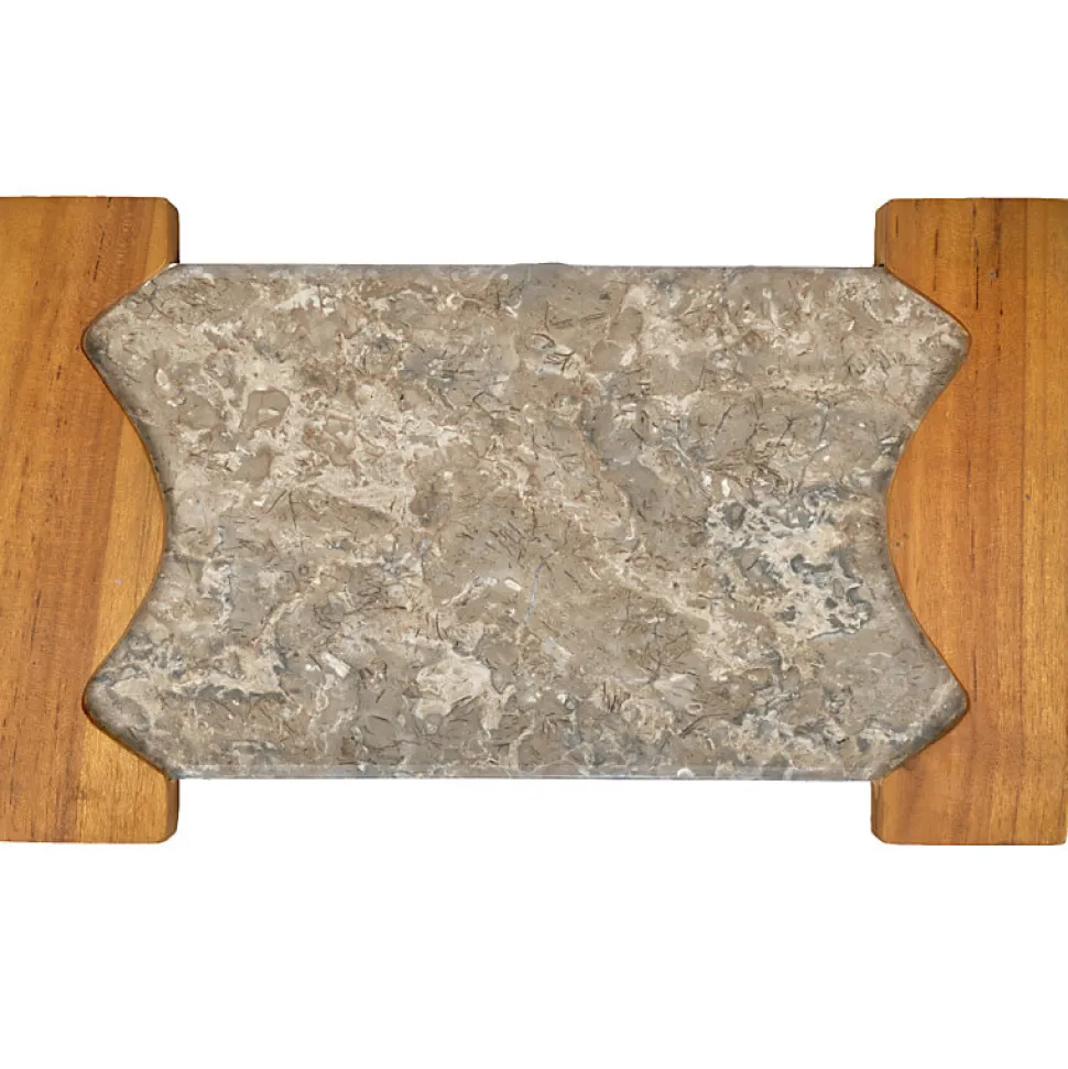 Planche à découper 38 cm en marbre gris et bois de teck - ZEPHYR