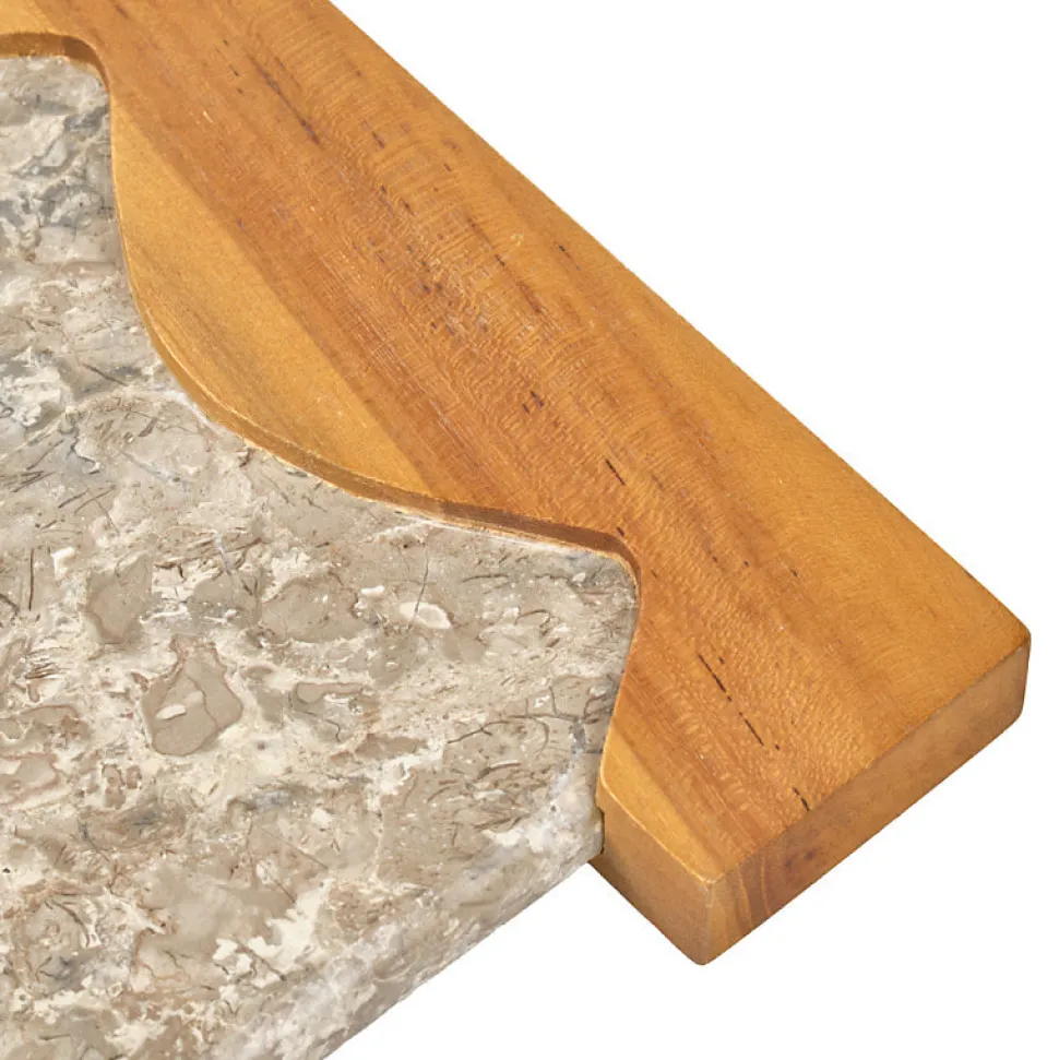 Planche à découper 38 cm en marbre gris et bois de teck - ZEPHYR