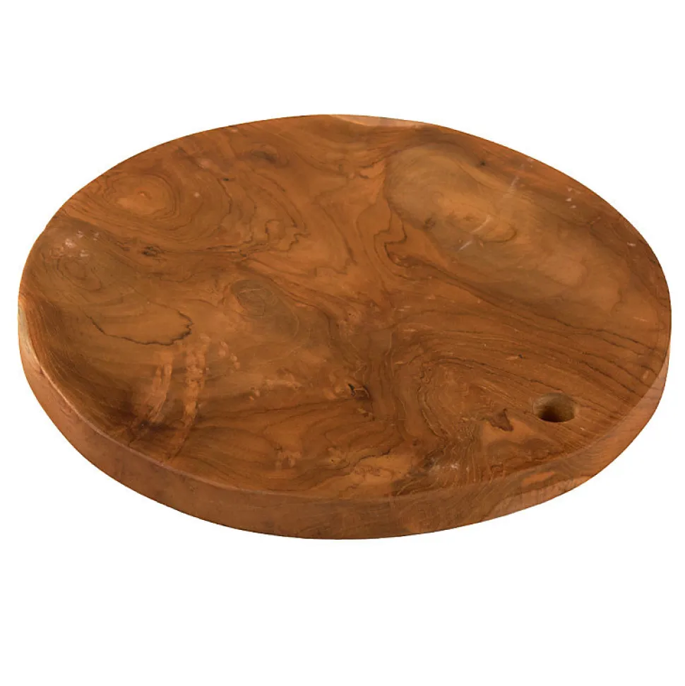 Planche à découper - plateau décoratif rond 30 cm bois de teck - NATE