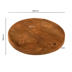 Planche à découper - plateau décoratif rond 30 cm bois de teck - NATE