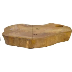 Planche à découper artisanale L.30 cm en bois de teck naturel - PLANK