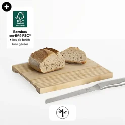 Planche à découper avec rainures en bambou 30x24cm - Beige- 5five