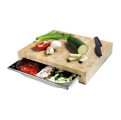 Planche à découper bois 41,5 x 34 cm + bac inox Lacor 60592