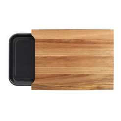 Planche à découper bois 36.5x27.5cm + bac récupérateur Livoo MES155