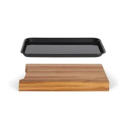 Planche à découper bois 36.5x27.5cm + bac récupérateur Livoo MES155