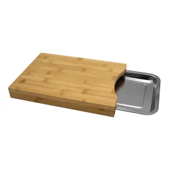 Planche à découper en bambou avec récupérateur L.33 x l.26 cm