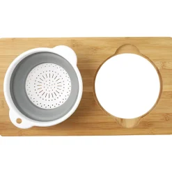 Planche à découper en bambou avec passoire intégrée