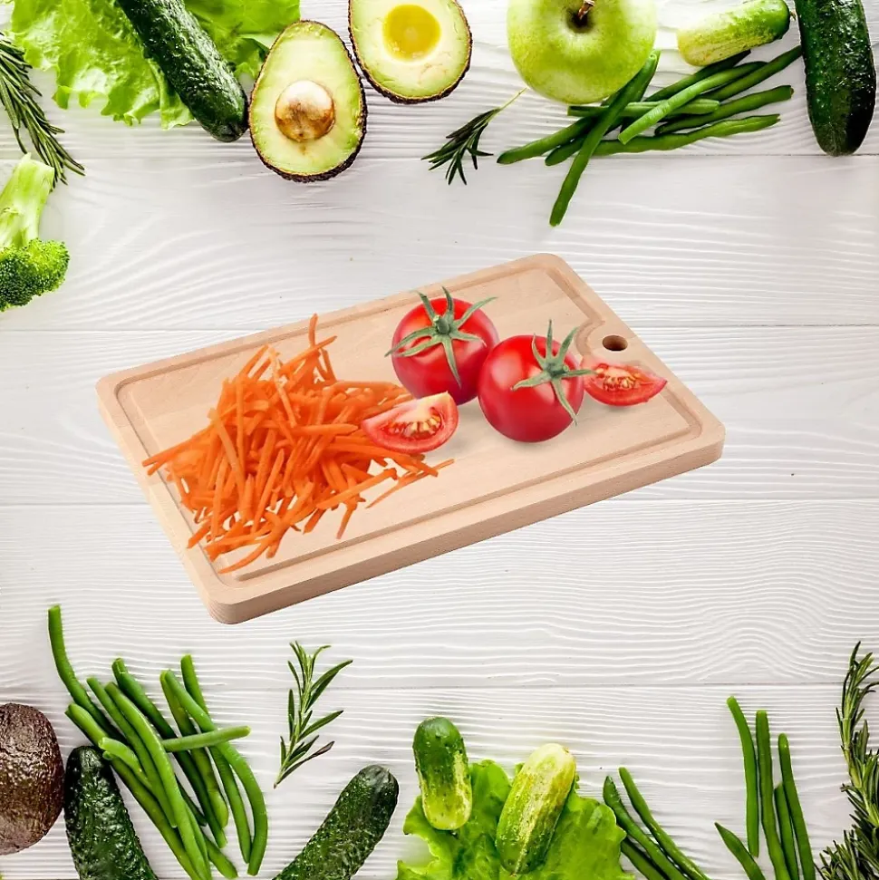 Planche à découper en bois avec récupérateur de jus 40 x 26 cm Fackelmann Wood Edition