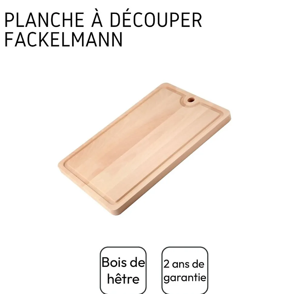 Planche à découper en bois avec récupérateur de jus 40 x 26 cm Fackelmann Wood Edition