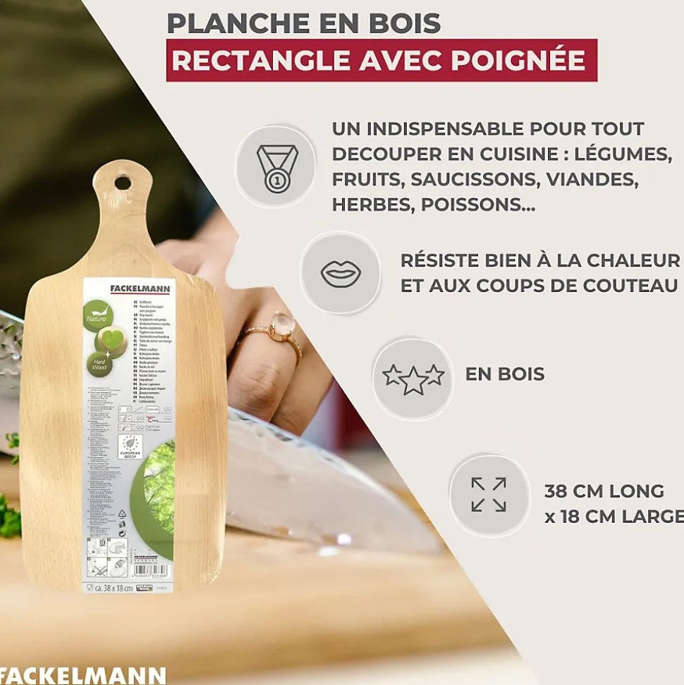Planche à découper en bois 38 x 18 cm Fackelmann Wood Edition