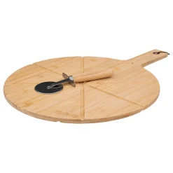 Planche à découper pizza avec roulette 37cm Bambou - 5Five