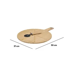 Planche à découper pizza avec roulette 37cm Bambou - 5Five