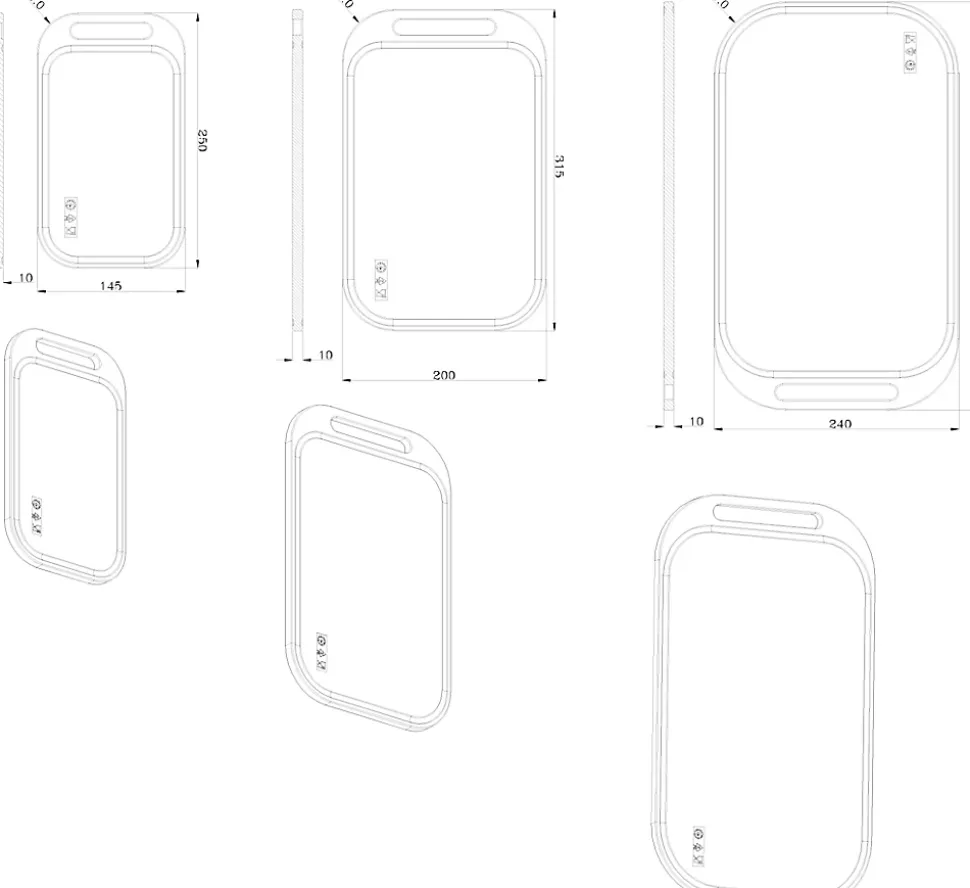 Planche à découper plastique GoodHome Datil coloris blanc, 3 pièces