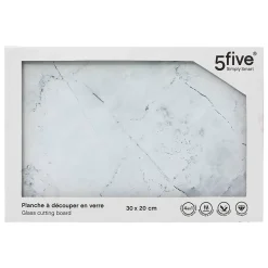 Planche à découper verre 30x20cm blanc effet marbre - Blanc- 5five