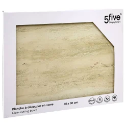 Planche à découper 30x40cm Harmony en verre trempé - Beige- 5five