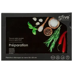 Planche à découper 30x20cm verre Black edition - 5Five