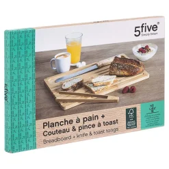 Planche à pain avec couteau/pince Bambou - 5Five