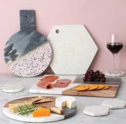 Planche en bois d'acacia, marbre et pierre D30 cm - Typhoon