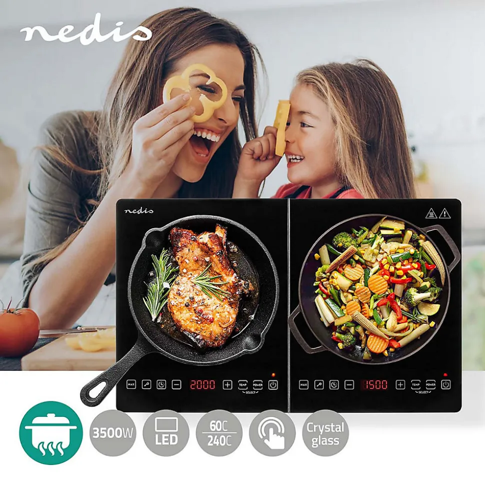 Plaque à induction Foyer: 2 3500 W Protection contre la surchauffe NEDIS