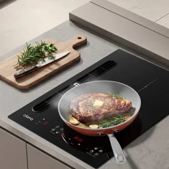 Plaque à induction et hotte intégrée tactile 2 Foyers flexible 9 niveaux 500m3h 4 vitesses et fonction boost CIARRA CBBEH392BF