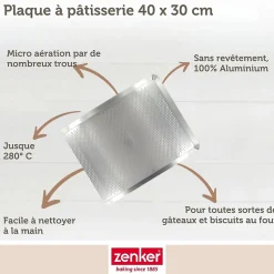 Plaque à pâtisserie perforée 40 x 30 cm en alu 18/10 Zenker Special Cooking