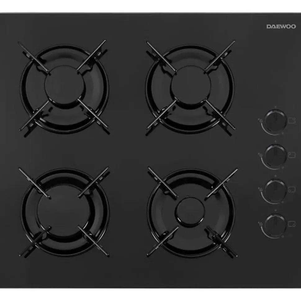Plaque de Cuisson - Table a GAZ Plaque de cuisson a gaz - DAEWOO - 4 foyers - 60 cm - BH6GKR40BNL - Noir
