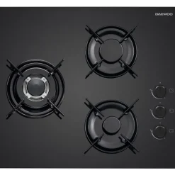 Plaque de Cuisson - Table a GAZ Plaque de cuisson a gaz - DAEWOO - 3 foyers - 60 cm - BH6GKR21BNL - Noir