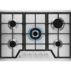 Plaque de Cuisson - Table a GAZ ELECTROLUX KGS7536SX - encastrable - 5 foyers - L 75 x P52cm - Inox - Grilles en fonte