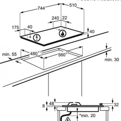 Plaque de Cuisson - Table a GAZ ELECTROLUX KGS7536SX - encastrable - 5 foyers - L 75 x P52cm - Inox - Grilles en fonte
