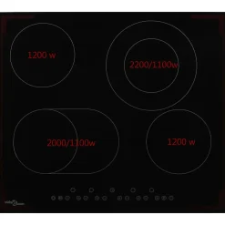Plaque de cuisson Céramique 4 brûleurs Contrôle tactile 6600 W