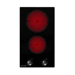 Plaque de Cuisson Domino 2 Feux - Commandes Boutons & Manettes - Grand Foyer 18 cm - 3000W