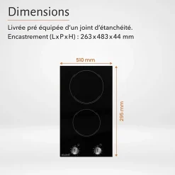 Plaque de Cuisson Domino 2 Feux - Commandes Boutons & Manettes - Grand Foyer 18 cm - 3000W