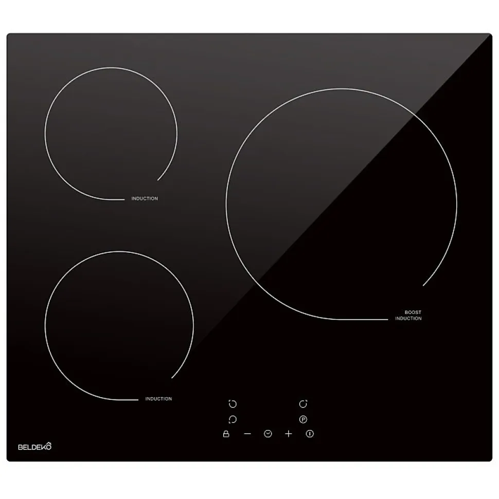 Plaque de cuisson encastrable à induction - 3 foyers, 6200 W avec minuteur intégré