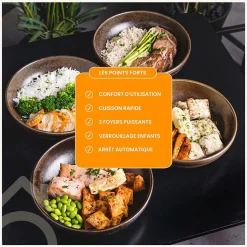 Plaque de cuisson encastrable à induction - 3 foyers, 6200 W avec minuteur intégré