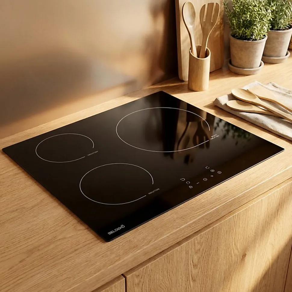 Plaque de cuisson encastrable à induction - 3 foyers, 6200 W avec minuteur intégré