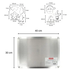 Plaque de cuisson four microperforée de 40 x 30 cm et 7 emporte-pièces de Noël inox Zenker Noël