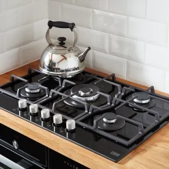 Plaque de cuisson gaz 5 foyers Cooke & Lewis coloris noir l.75 x P.52,3 x H.9,5 cm