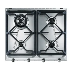Plaque de cuisson gaz 4 foyers - coloris argent - l.59,5 x P.50 x H.3 cm - Smeg SRV564GH3