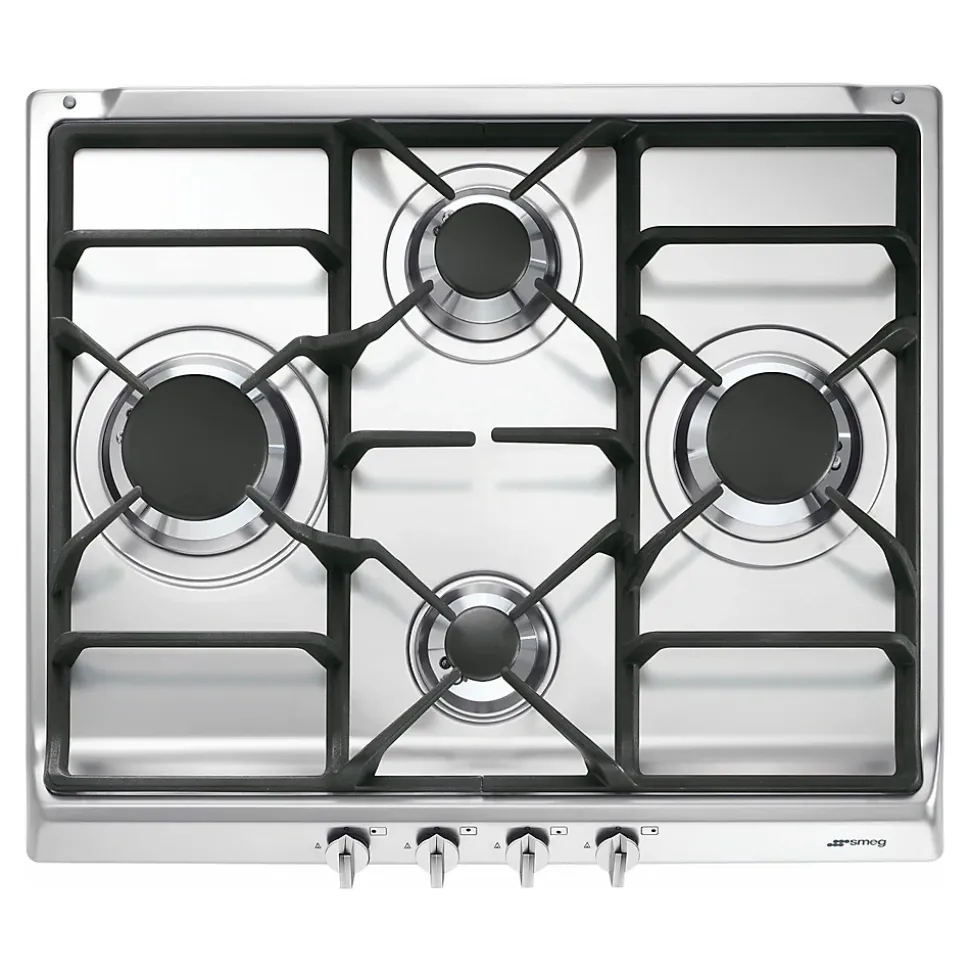Plaque de cuisson gaz 4 foyers - coloris argent - l.60 x P.50,3 x H.7,6 cm - Smeg S60GHS