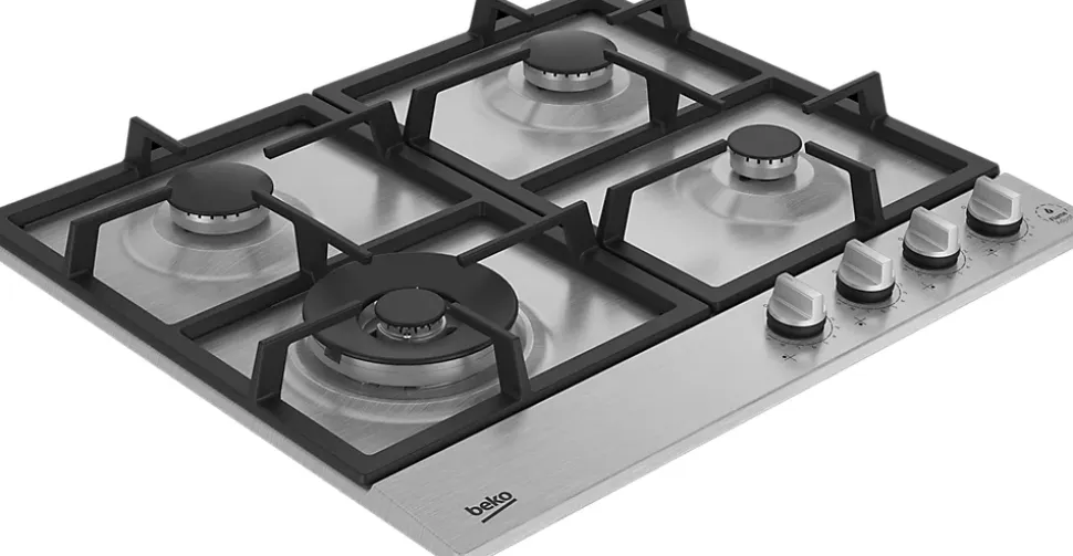 Plaque de cuisson gaz 4 foyers - coloris inox - l.58 x P.51 x H.4,6 cm - Beko HIAW64325SX