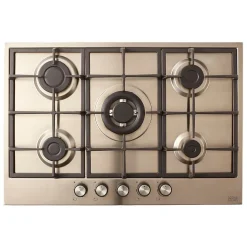 Plaque de cuisson gaz 5 foyers Cooke & Lewis coloris inox l.75 x P.51 x H.8,5 cm