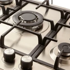 Plaque de cuisson gaz 5 foyers Cooke & Lewis coloris inox l.75 x P.51 x H.8,5 cm