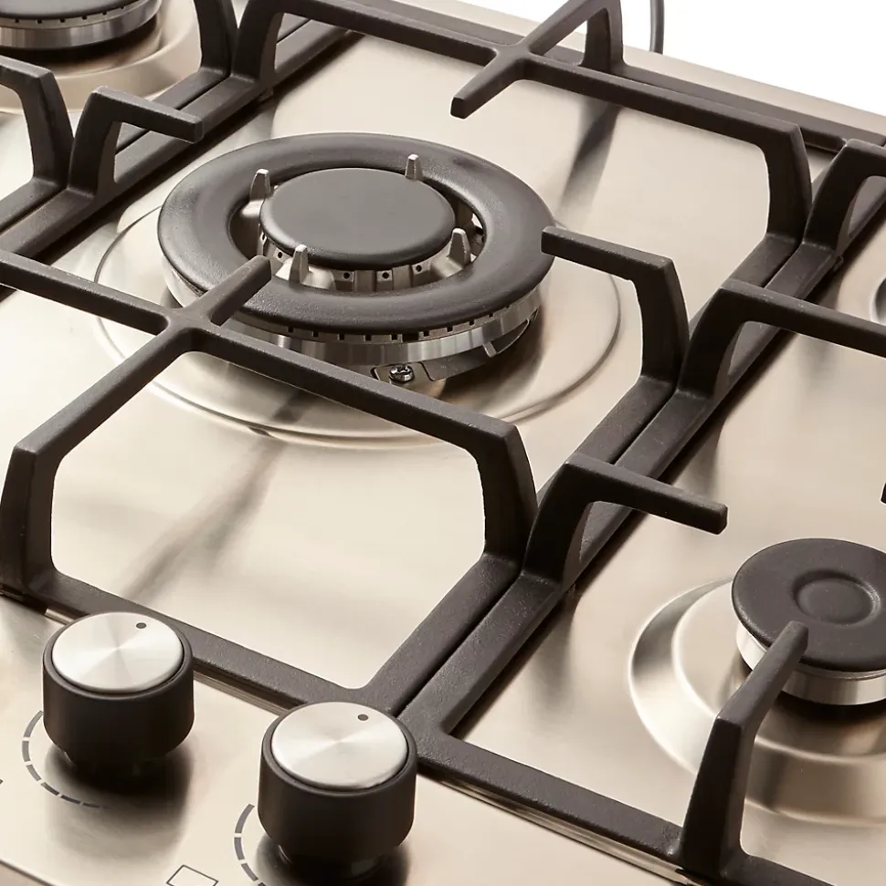 Plaque de cuisson gaz 5 foyers Cooke & Lewis coloris inox l.75 x P.51 x H.8,5 cm