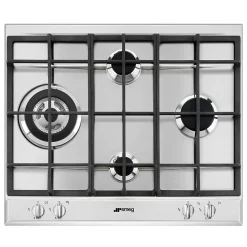 Plaque de cuisson gaz 4 foyers - coloris argent - l.60 x P.51 x H.4,2 cm - Smeg P261XGH